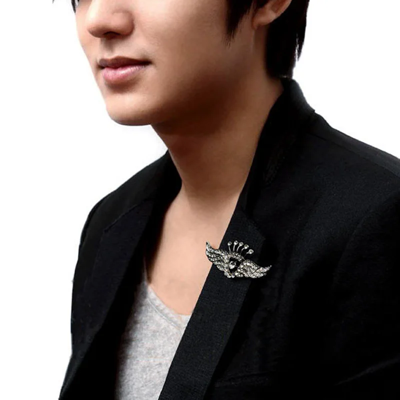 Модные популярные украшения унисекс Серебряная корона со стразами брошь с
