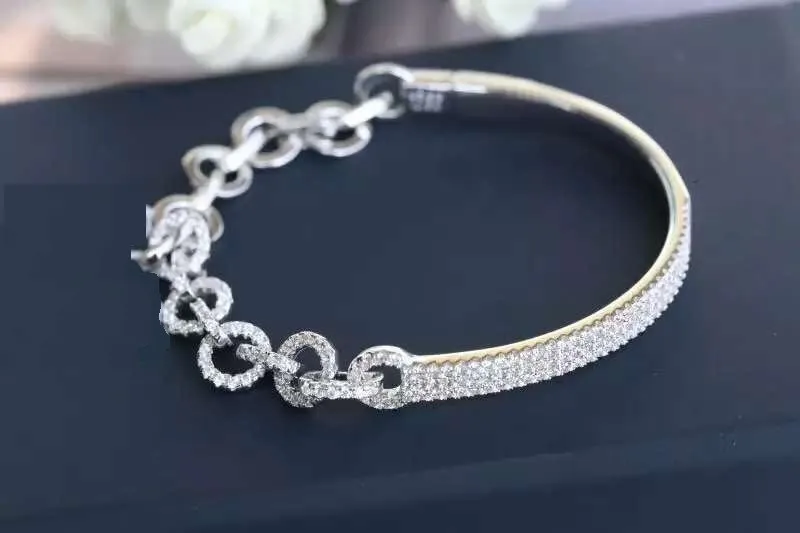 Роскошный браслет цепочка из стерлингового серебра 925 пробы с цирконием ААА A * M