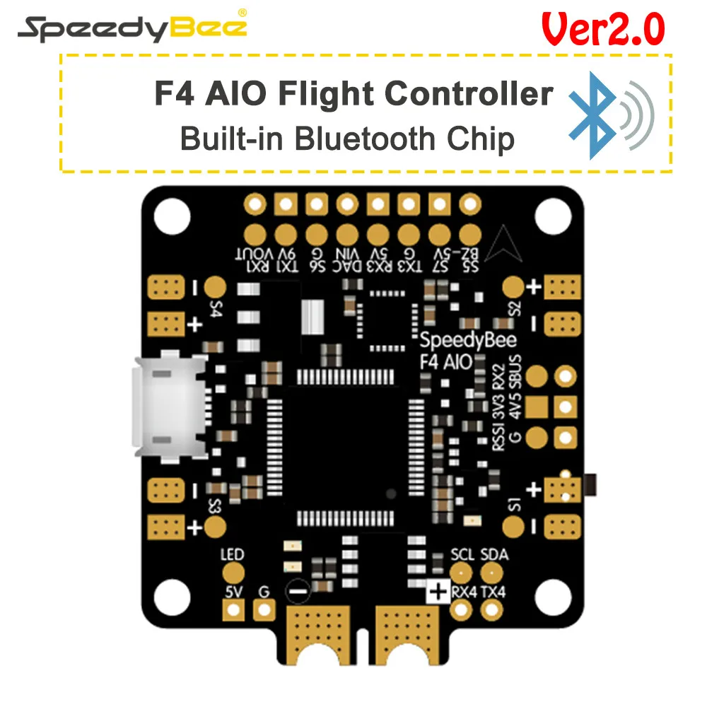 Новый обновленный Полетный контроллер SpeedyBee F4 AIO V2 BLE модуль интегрированный