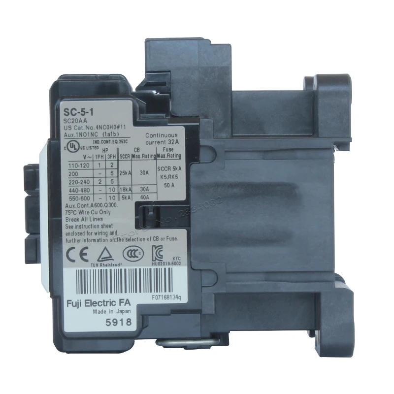 Контактор переменного тока 50 Гц 19A 690 В AC24V 380 220 110 напряжение катушки 3NO1NO1NC SC20AA Fuji