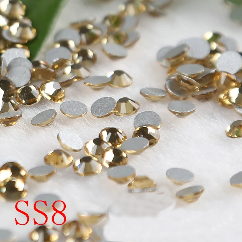 Декоративные камни SS8 1440 для ногтей с искусственным топазом без горячей фиксации