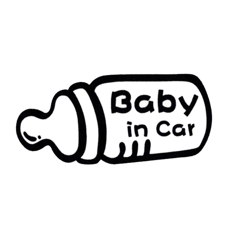 

19.2*9CM Baby In Car Creative Bottle Modeling Car Stickers Warning Signs Car Styling Accessories Black/Silver C9-0027