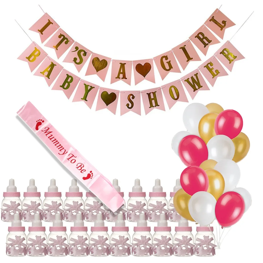 Набор украшений для вечеринки в честь будущей матери It's A Girl Baby Shower баннер