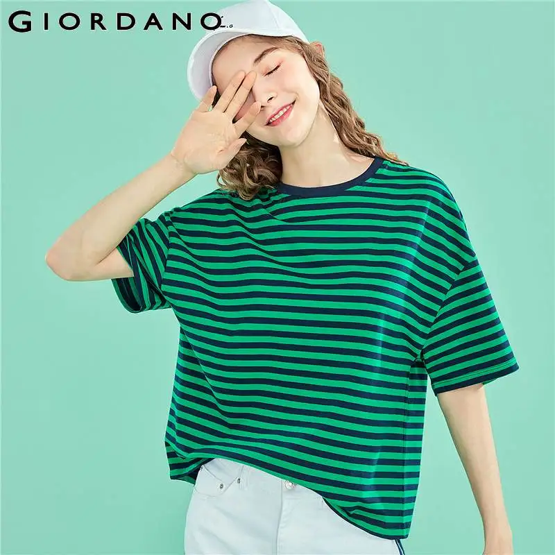 Футболка Giordano женская эластичная мягкая футболка в полоску|Футболки| |