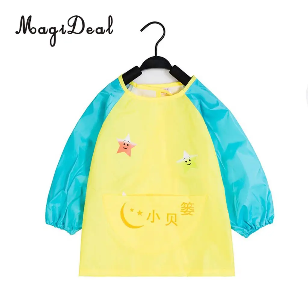 MagiDeal детский передник с длинными рукавами, водостойкая живопись, 5 цветов