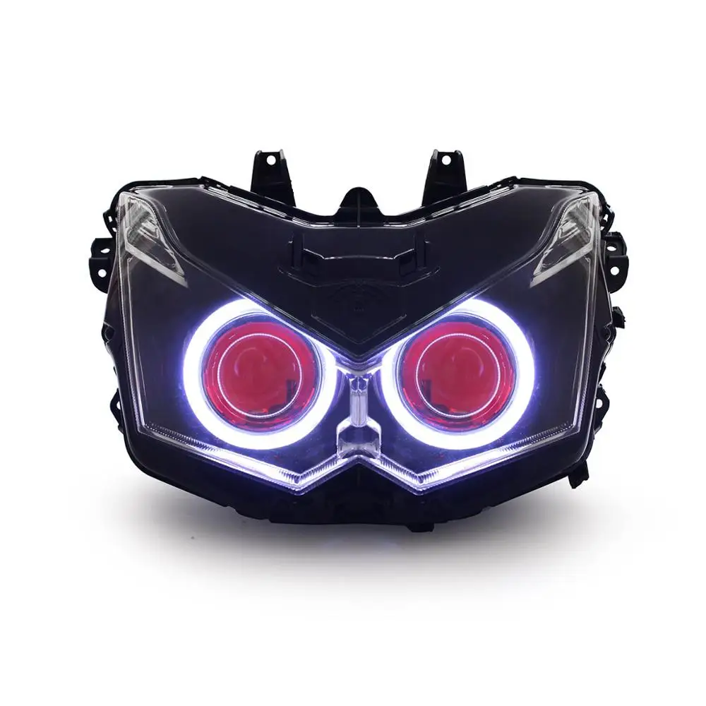 Тыс. тонн для Kawasaki ниндзя-z1000 2010- 2013 мотоциклов Frontlamp лампы HID комплект 2011 2012 ангел ореолы глаза проектор зеленый Зеленый - Цвет: Red Demon Eye