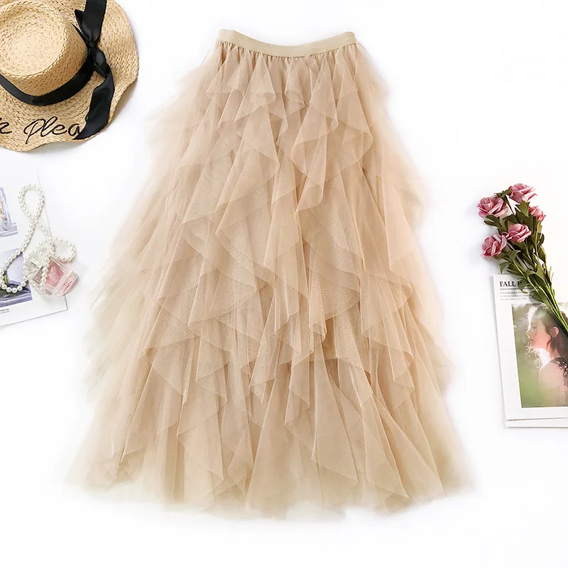 2019 Летняя женская Boho белая длинная юбка с оборкой высокой посадкой женские