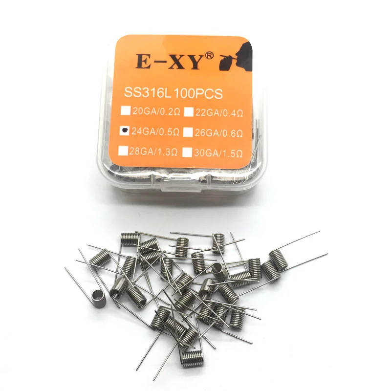 

E-XY SS316L 100 pcs electronic cigarette rda atomizer wick wire coil premade coil Pre Coiled resistance heating wire coiling