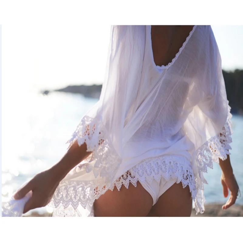 Женская пляжная туника прозрачная с кисточками и | одежда