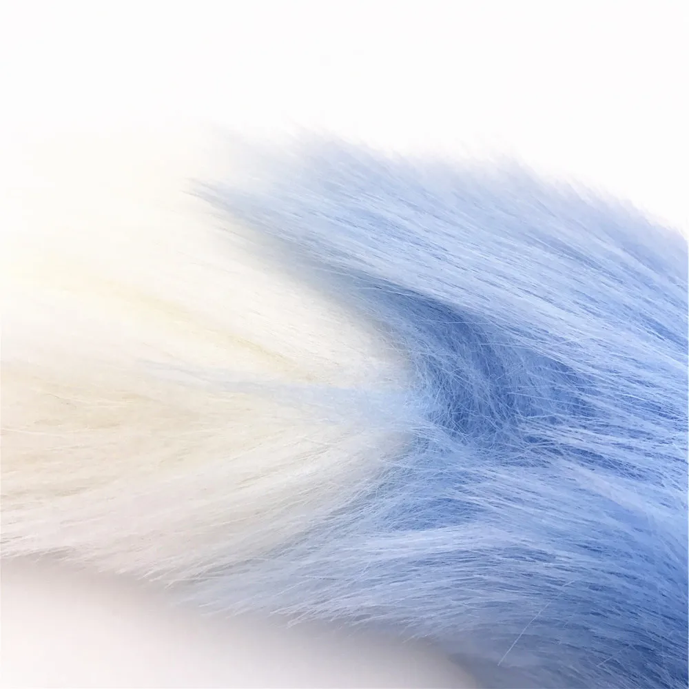 Анальная пробка светильник голубым и белым хвостом длиной 80 см секс игрушки