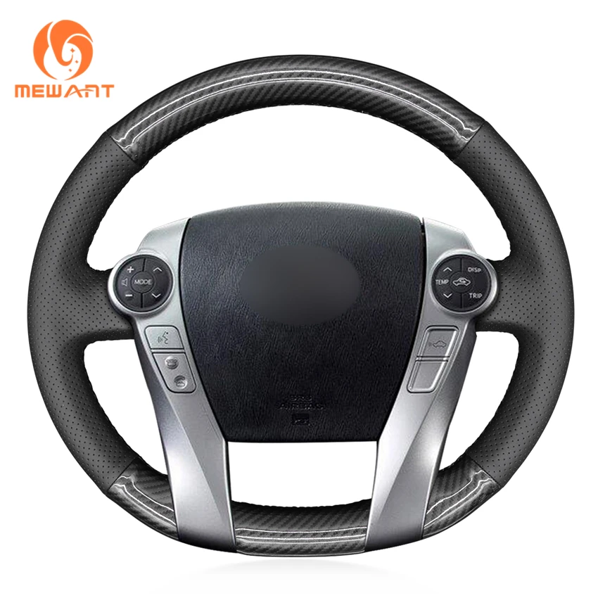 

MEWANT Black PU Carbon Fiber Car Steering Wheel Cover for Toyota Prius 30(XW30) Prius+ Prius C Prius V 2011-2020 Aqua 2014-2015