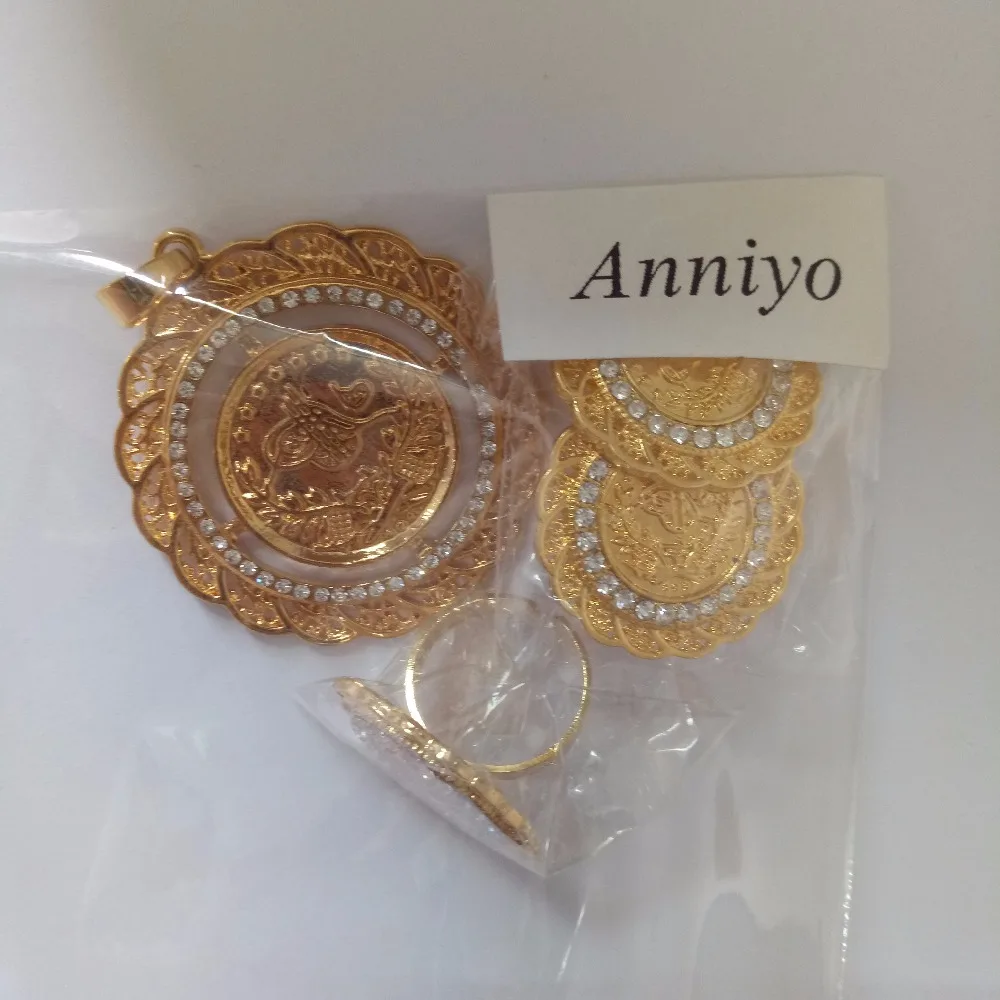 Anniyo Meatl набор ювелирных изделий для монет золотые монеты кулон цепочка серьги