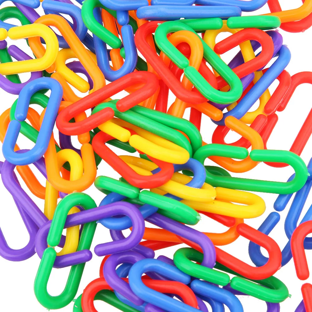 100 шт. пластиковые C-образные зажимы крючки для птиц цепочка 4*1 2 см игрушки