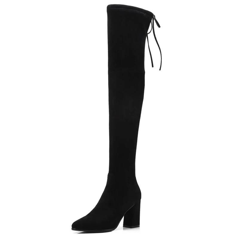 ANMAIRON Basic Slip On Over the Knee Winter Boots Women Thigh High Zapatos De Mujer Size 34 40 LY287|Ботфорты| |