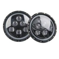 a pair 7 inch 60w round led headlight with drl head light lamps h4 h13 white full halo angel eyes for jeep wrangler jk tj yc