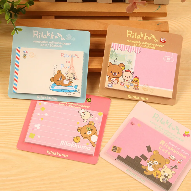 10 шт./лот самоклеящиеся бумажные блокноты Rilakkuma канцелярские товары в Корейском