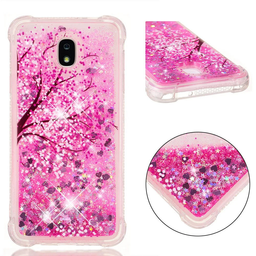Блестящий чехол для Samsung Galaxy J7 Star V Refine 2018 Dynamic Love Heart quicksand Case SM J737P силиконовый