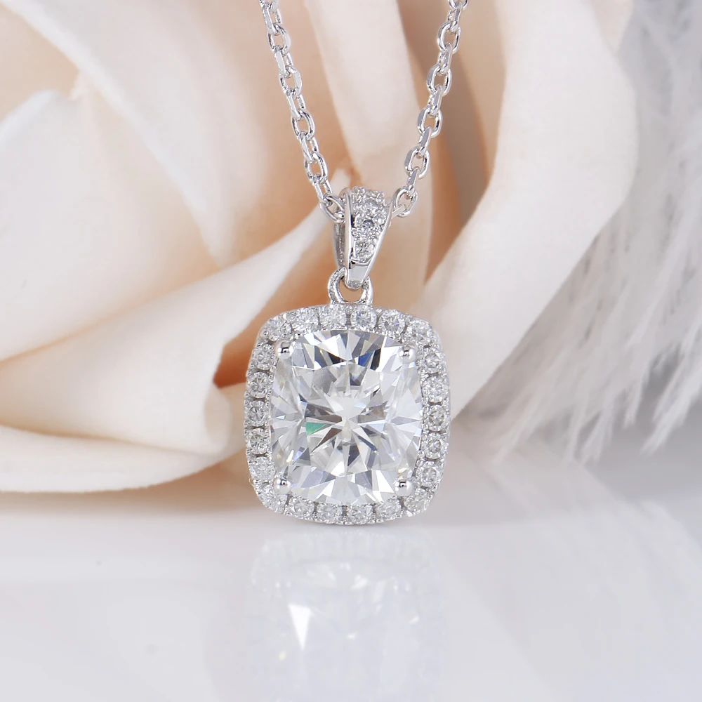 Женское Ожерелье с кулоном DovEggs серебро 925 пробы 2.18CTW 7X8mm|Ожерелья| |
