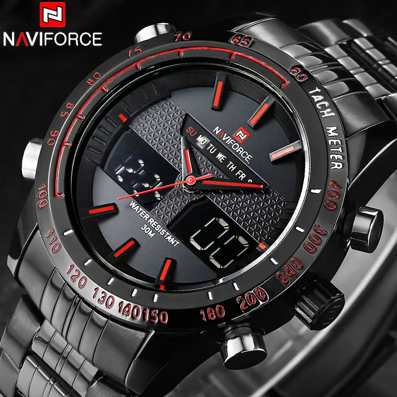 NAVIFORCE Лидирующий бренд мужские спортивные часы Мужские Аналоговые цифровые из