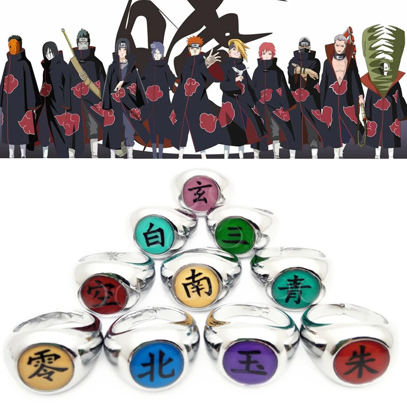 Героя аниме «Наруто кольцо Akatsuki косплей реквизит сплав Nagato боль Хидан Дейдара Учиха Саске Дейдара унисекс аксессуары Итачи Учиха кольца