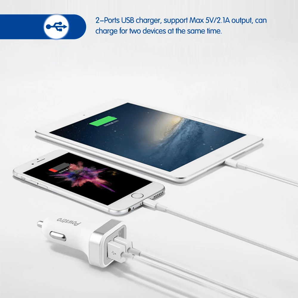 Зарядное устройство Powstro для телефона и планшета 2 1 А|charger adapter|dual usb charger adapterusb adapter