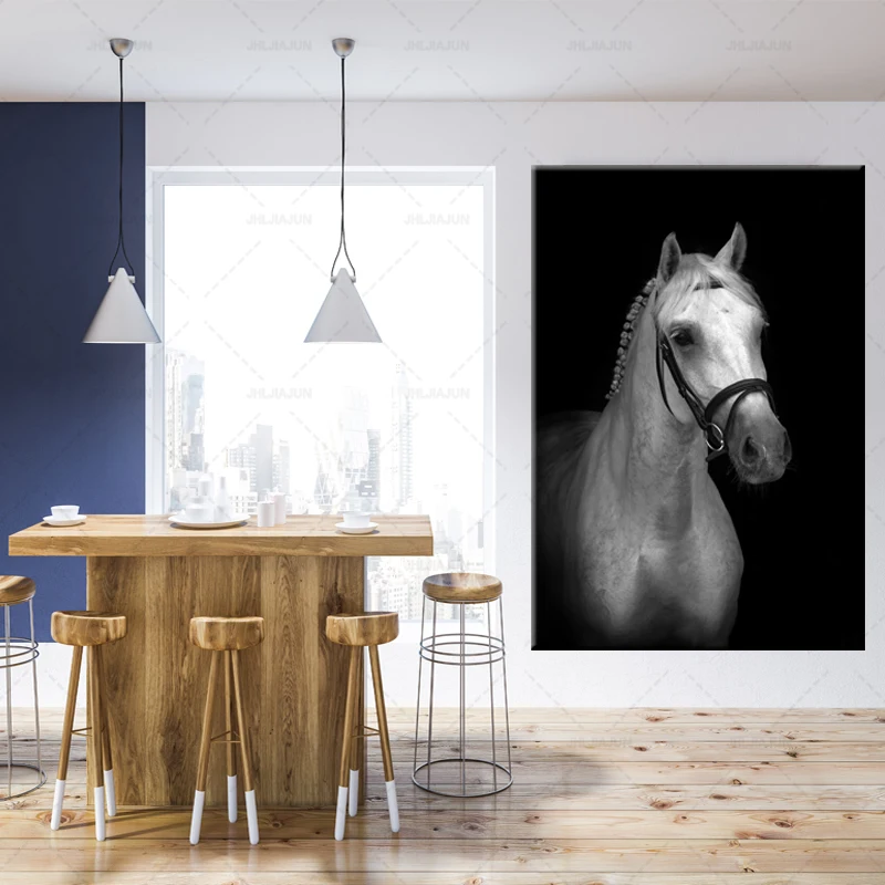 Настенная Картина на холсте с изображением лошади слона жирафа совы Льва