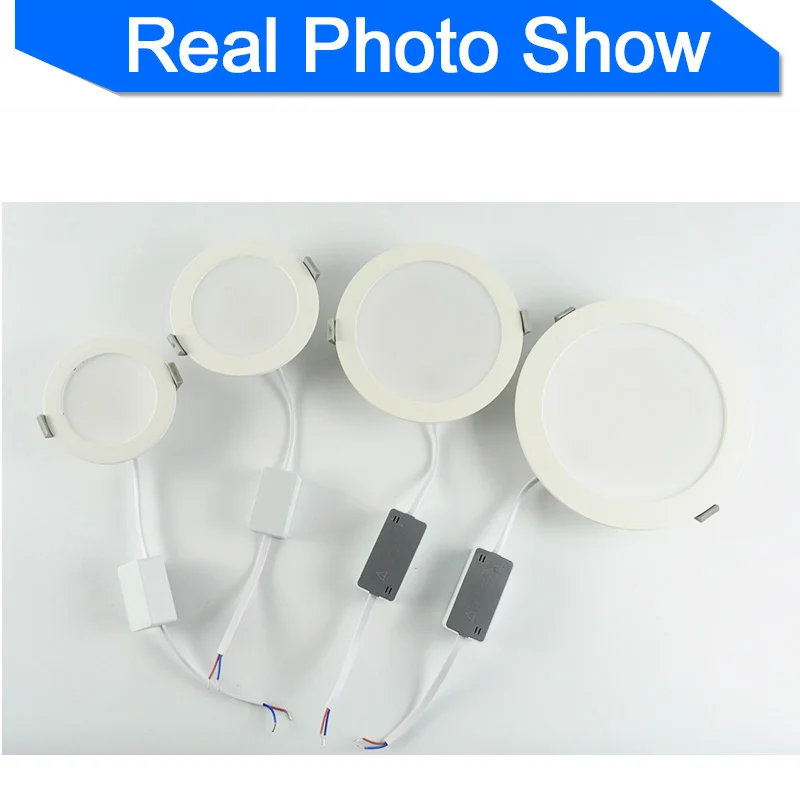 Ультра тонкий светодиодный светильник AC 220V 240V 3W 5W 7W 12W 18W 2835SMD вниз круглый
