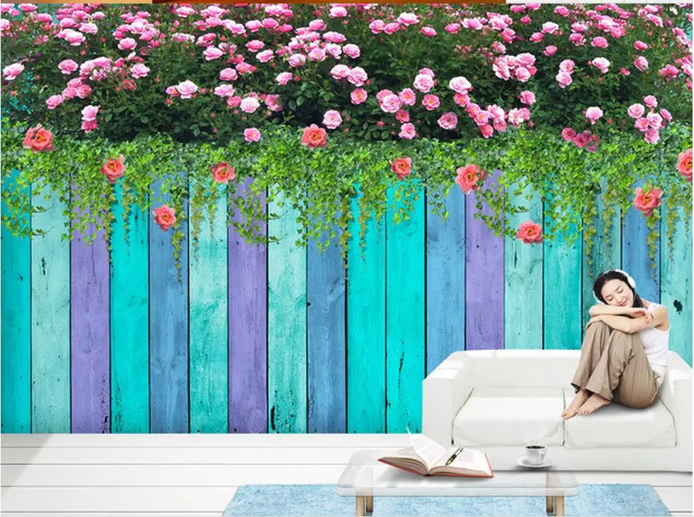 3d Природа обои Окно росписи 3D цвет дерево цветок фотообои украшение дома|window mural