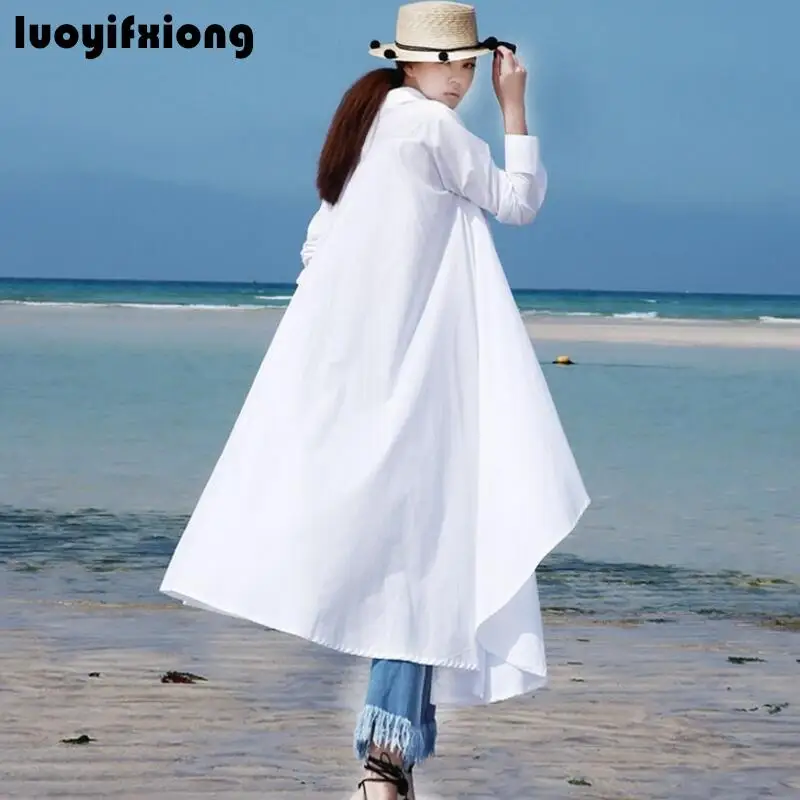 

Fashion Irregular Long Sleeve White Shirt Women Blouses Long Blouse Korean Women Shirts Womens Tops and Blouses Chemise Femme