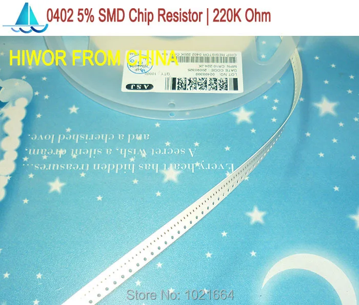 (10K шт/партия) 0402 220K ohm 5% SMD чип резистор толстая пленка Ohm Чип фиксированный |