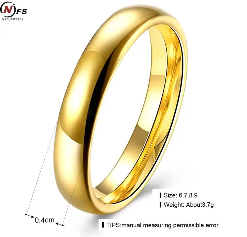 R151 4mm woman NFS, классическое кольцо из нержавеющей стали, золотого цвета, обручальные кольца, гладкие, для влюбленных, Свадебные Ювелирные наборы, кольца для пар - Цвет основного камня: R151 4mm woman