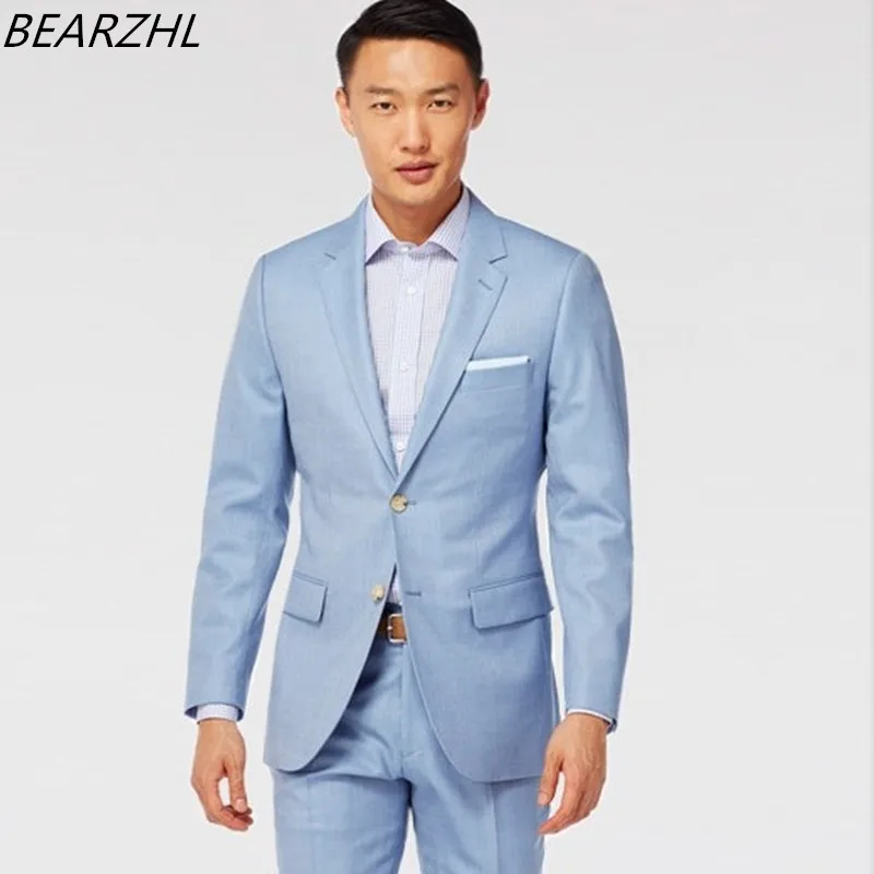 

Wedding tuxedos for men suits light blue groom wear 2021 summmer suit dinner
