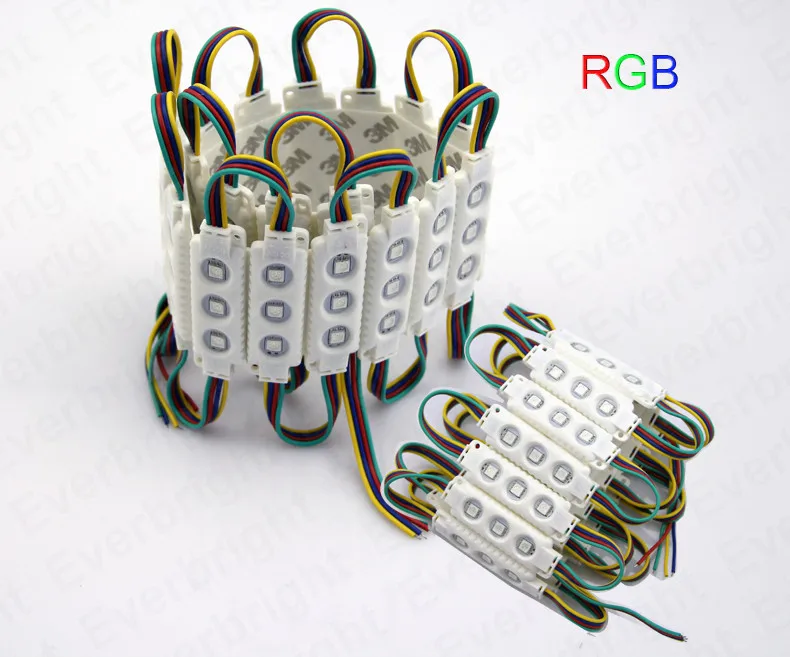 

100 pcs/lot LED 5050 3 LED Module 12V waterproof RGB Color changeable led modules lighting injection white PCB