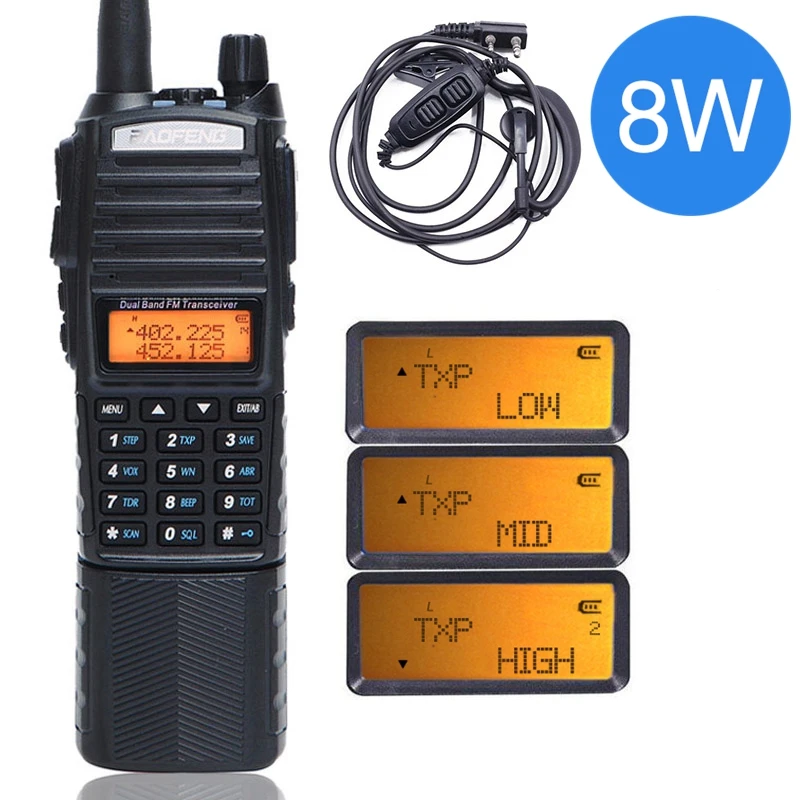 BaoFeng UV-82 Plus 10 км Высокая мощность 3800 мАч батарея Двухдиапазонная рация 10 км с разъемом постоянного тока портативное радио uv82