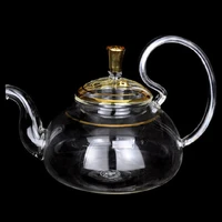 580ml lead free glass kung fu tea pot 22k real gold filter tea heat resistant heat resistant tea set
