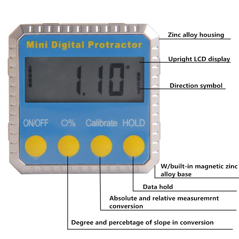 Мини цифровой транспортир инклинометр Гониометр уровень линейка 4*90 градусов