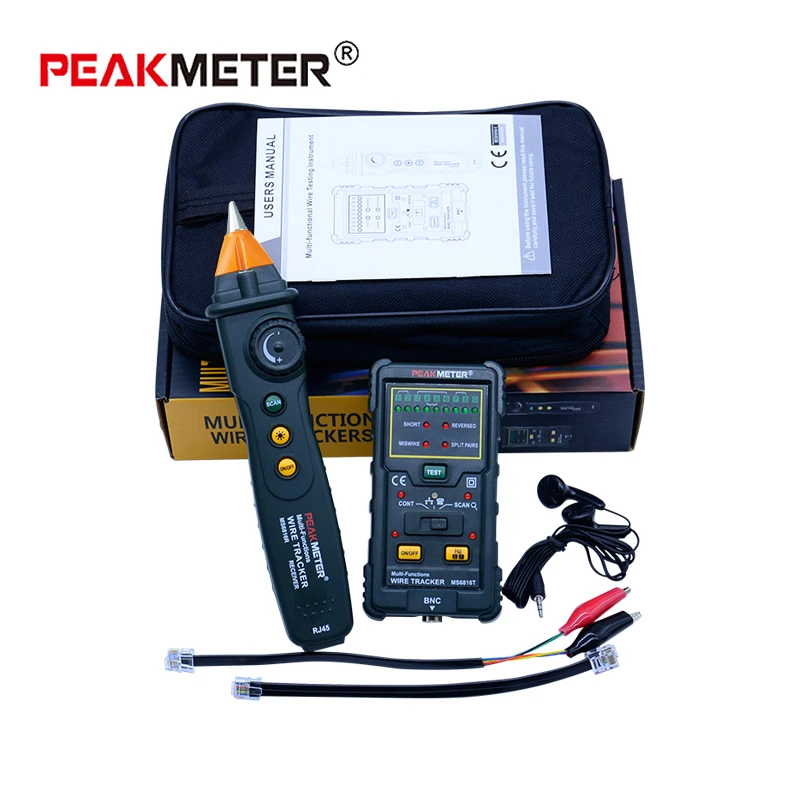 

PEAKMETER MS6816R Cable Wire Tracker Telephone Line DC Level Network Tester Meter For Tele communications Networking Tools