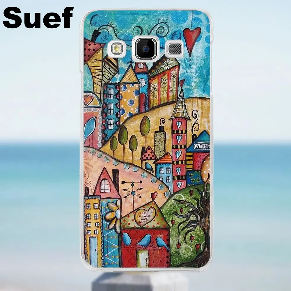 Art journing Collage Houses для Galaxy Alpha Core Prime Note 2 3 4 5 S3 S4 S5 S6 S7 S8 mini edge Plus Мягкий чехол с
