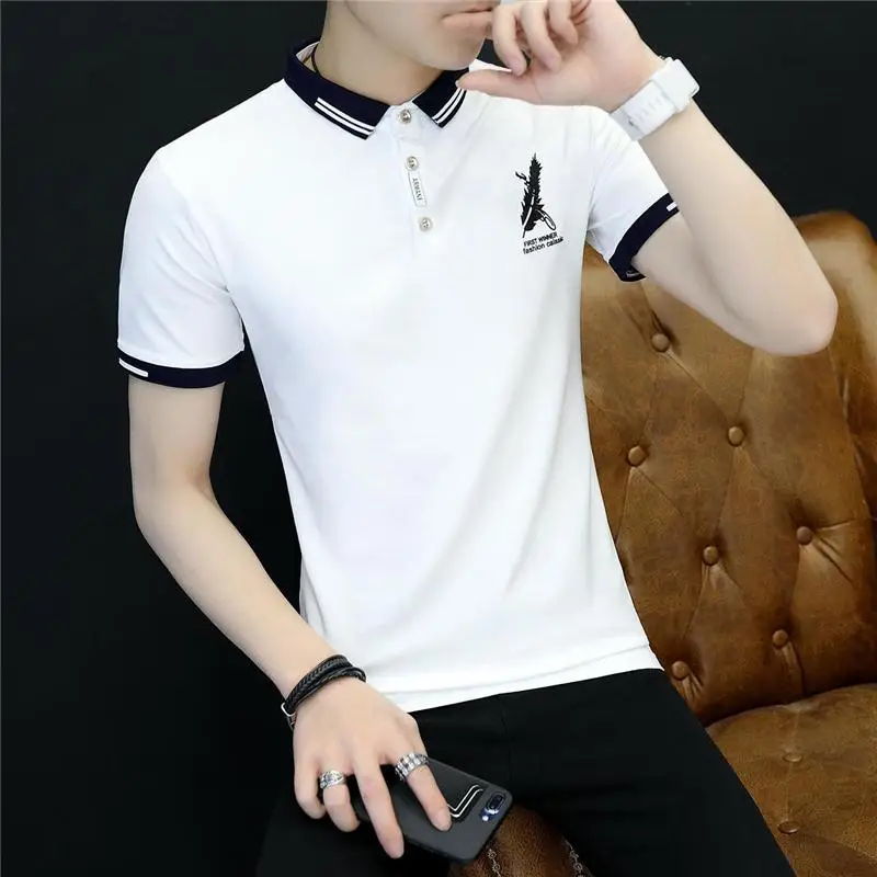 Мужская хлопковая рубашка-поло белая или черная лето 2018 | одежда