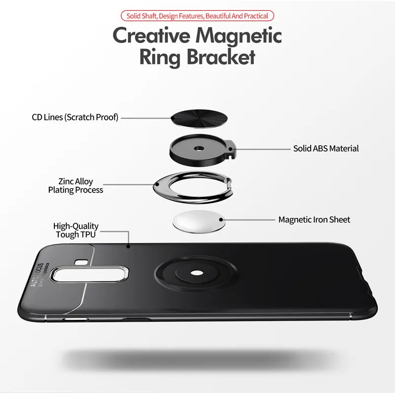 Для samsung Galaxy Жан стенд с металлическим кольцом чехол Galaxy A6 плюс A6+ Мягкий силиконовый чехол-бампер SM-A605K SM-A605FN/DS SM A605FN/DS