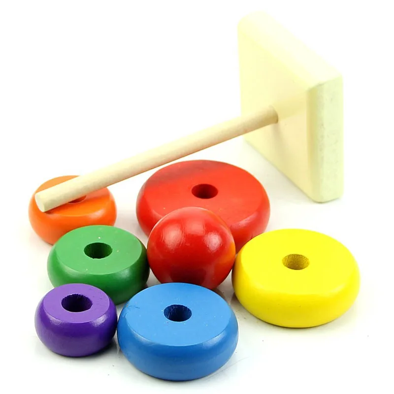 Детская деревянная Штабелируемая Радужная башня кольцо обучающая игрушка M09 |