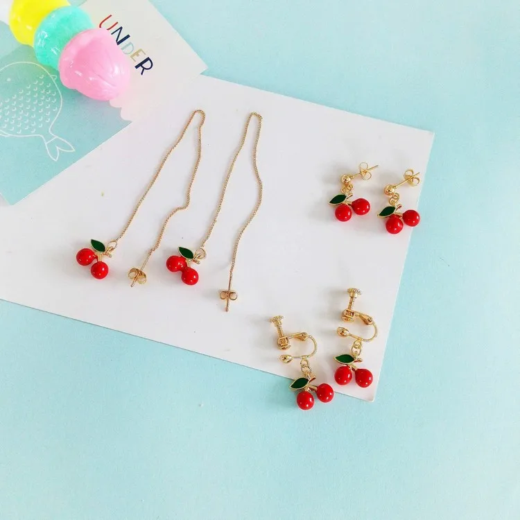 Милые маленькие серьги-вишни в форме ростков изысканные модные серьги для