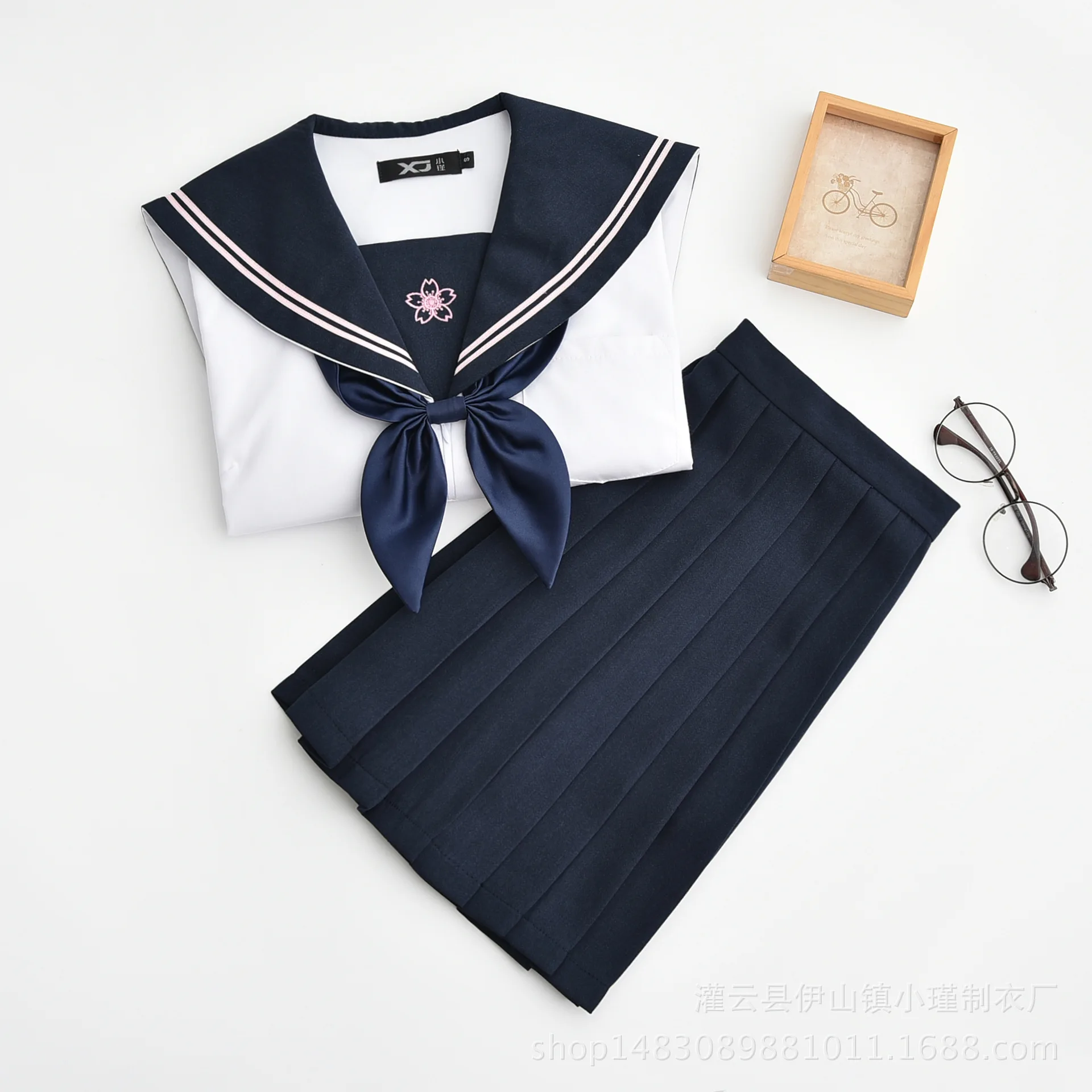 

Sailor Suit School Uniform Long Sleeve Sets Jk School Uniforms For Girls White Shirt And Dark Blue Skirt Suits Student Cosplay