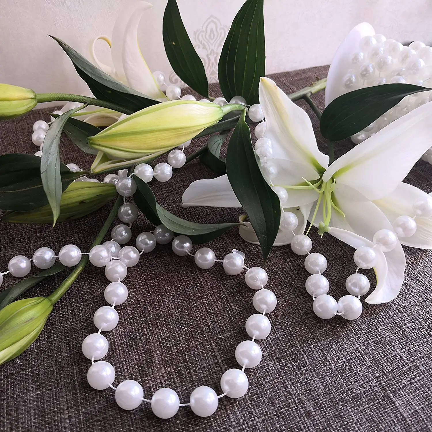 FUNNYBUNNY 5M Elegant Roll Ivory Pearl Trim Garland Strands String for Christmas Cheer Wedding Party Home Decoration Craft | Дом и сад