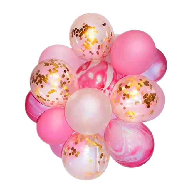 15pcs pink set STARLZMU, праздничные шары из розового золота, 14 шт., 1234567890 номер, шар, колонна, Золотая Корона, глобус, 1 день рождения, украшения для детской вечеринки - Цвет: 15pcs pink set