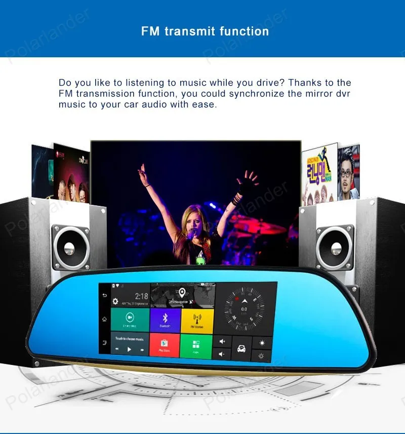 Видеорегистратор 3G автомобильный 7 дюймов Android 5 0 два объектива FHD 1080P Bluetooth Wi Fi FM GPS