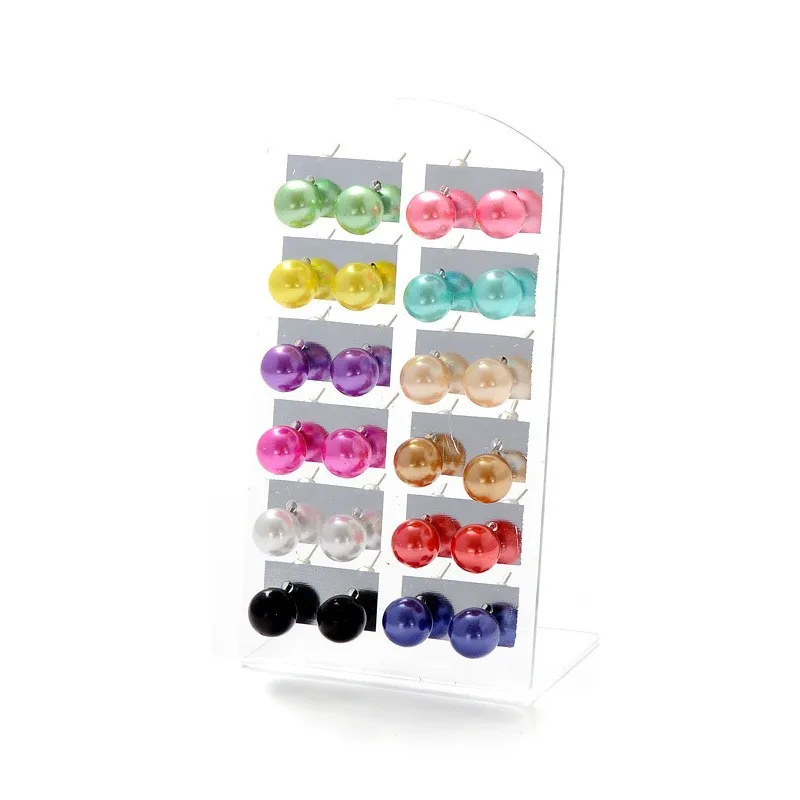 Женские круглые серьги смешанные цвета 12 пар/упаковка для девочек и женщин