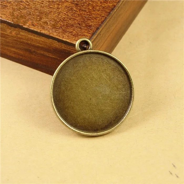 

10pcs/lot Antique Bronze Pendant Settings Cabochon Base Bezel Blank Fit 25mm Cabochons Cameo DIY Pendant Necklace Making