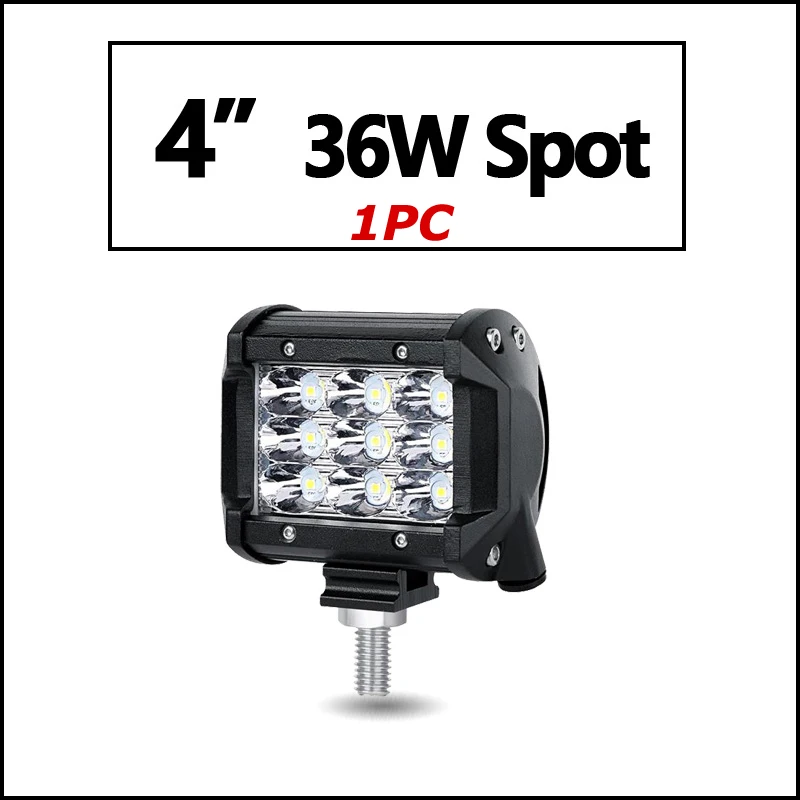 Oslamp 1" 20" 2" 28" 3" 44" 3-строки, светодиодные панели offroad combo Луч работы свет бар DC12v 24 В Грузовик внедорожник ATV 4WD 4x4 привело бар - Цвет: 1pc  4inch Spot