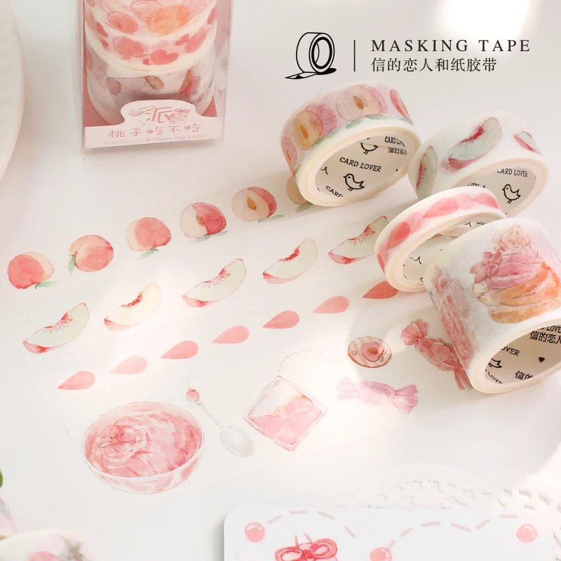 4 рулона/набор Сладкая персиковая лента для декорации Washi DIY планировщик